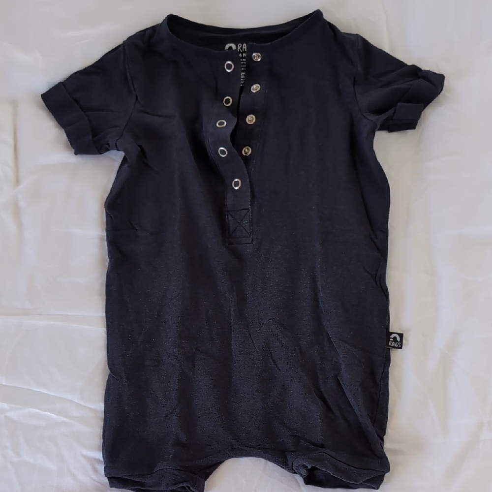 Rags Navy Essentials Short Sleeve Onesie Romper 18-24 Mo